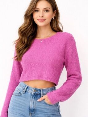 Kimchi Blue Pink Cropped Sweater XS NWT Boucle Urban Outfitters Coquette